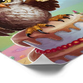 Uil met verjaardagscadeau pet op taart poster (Hoek)