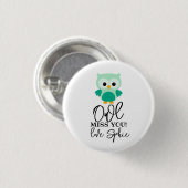 Uil mist je leraar groen ronde button 3,2 cm (Voorkant /achterkant)