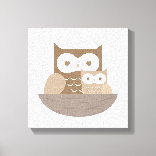 Uil moderne neutrale canvas kunst voor de kinderka (Voorkant)