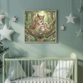 Uil Moeder en haar Uilskuikens Peuterspeelzaal Poster