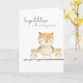 Uil Moeder en Tweeling Kaart (Gele Bloem)