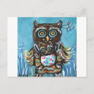 Uil Momma met baby Briefkaart