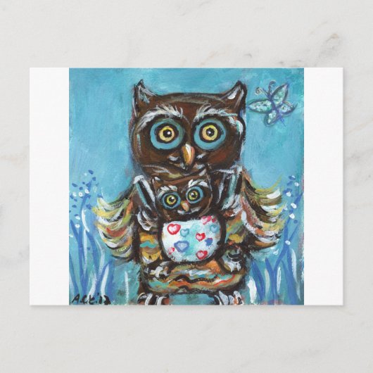 Uil Momma met baby Briefkaart (Voorkant)