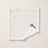uil monogram ivoor zwart bad handdoek (Wasdoekje)