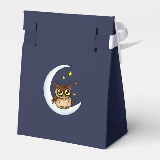 Uil Moon Blue Schattigee Sterren Baby shower Bedankdoosjes (Achterkant)