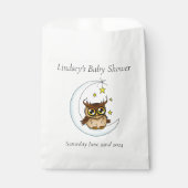 Uil Moon Blue Schattigee Sterren Baby shower Bedankzakje (Voorkant)