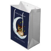 Uil Moon Blue Schattigee Sterren Baby shower Medium Cadeauzakje (Voorkant Gekanteld)