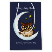 Uil Moon Blue Schattigee Sterren Baby shower Medium Cadeauzakje (Voorkant)