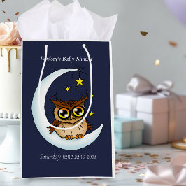 Uil Moon Blue Schattigee Sterren Baby shower Medium Cadeauzakje
