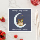 Uil Moon Blue Schattigee Sterren Baby shower Servet (Insitu)