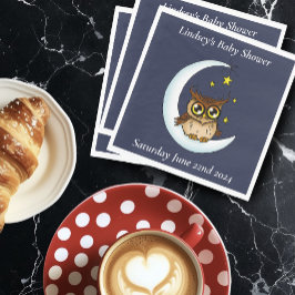 Uil Moon Blue Schattigee Sterren Baby shower Servet