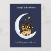 Uil Moon Blue Schattigee Sterren Baby shower Voors Informatiekaartje (Achterkant)