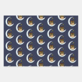 Uil Moon Blue Schattigee Sterren Inpakpapier Vel (Voorkant)