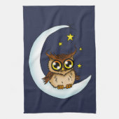 Uil Moon Blue Schattigee Sterren Theedoek (Verticaal)