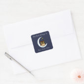 Uil Moon Blue Schattigee Sterren Vierkante Sticker (Envelop)