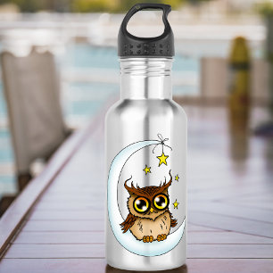 Uil Moon Blue Schattigee Sterren Waterfles