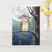 Uil Moon & Flowers Blank Kaart (Gele Bloem)
