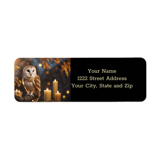 Uil Mysterieus Magisch Betoverend Retouradres Etiket (Voorkant)