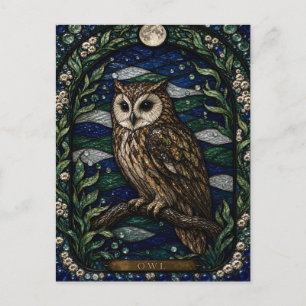 Uil Nacht Baldakijn Illumina Glas in Lood Briefkaart