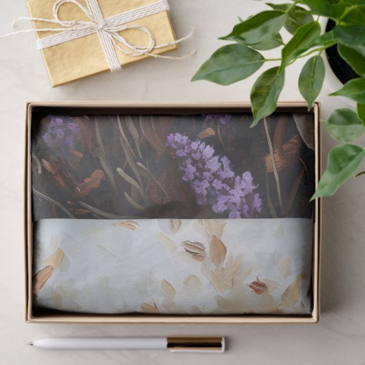 Uil neergestreken tussen lavendelbloemen decoupage tissuepapier (Geschenk)