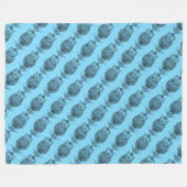 Uil (neon blauw) - Fleece Deken (Voorkant (Horizontaal))