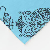 Uil (neon blauw) - Fleece Deken (Hoek)