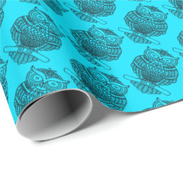 Uil (neon blauw) - Inpakpapier