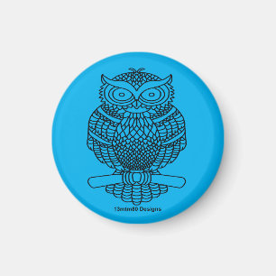 Uil (neon blauw) - Magnet