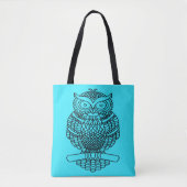 Uil (neon blauw) - Tas (Voorkant)