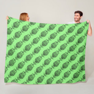 Uil (neon groen) - Fleece deken