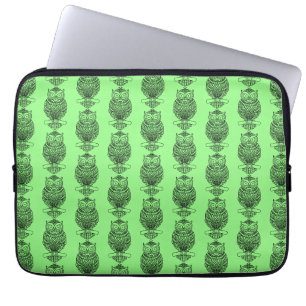 Uil (neon groen) - Laptophoes Laptop Sleeve