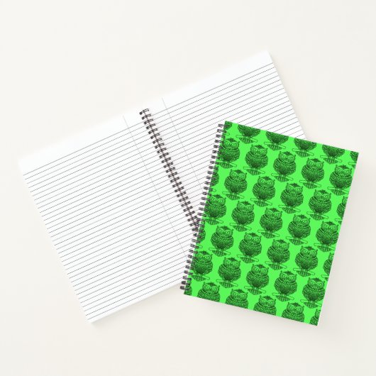 Uil (neon groen) - Notitieboek (Binnen)