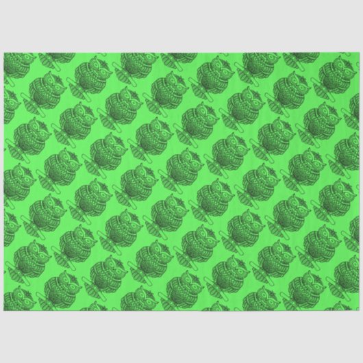 Uil (neon groen) - Tissuepapier (Voorkant)