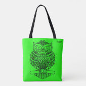 Uil (neon groen) - Tote Bag (Achterkant)