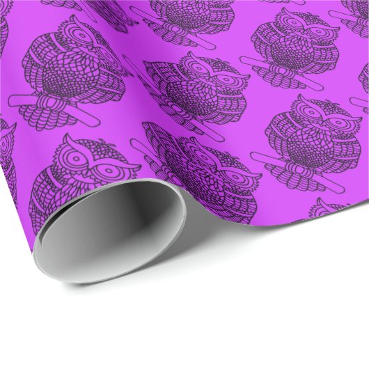 Uil (neon paars) - Inpakpapier (Rol Hoek)