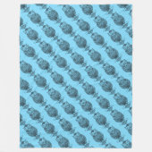 Uil (neonblauw) - Fleece deken (Voorkant)