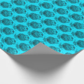 Uil (neonblauw) - Inpakpapier (Hoek)