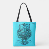 Uil (neonblauw) - Tote Bag (Achterkant)