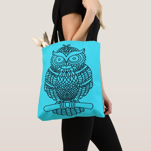 Uil (neonblauw) - Tote Bag (Dichtbij)