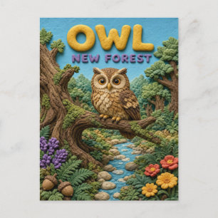 Uil New Forest Modern KlayKoo Briefkaart