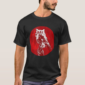 Uil Noctrurnal Animal Ornithology Red Moon Hallowe T-shirt