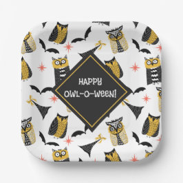 Uil-O-Ween Halloween-feest Papieren Bordje