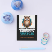 Uil ontwerp, buurtgemeenschap horloge waarschuwing flyer (Enkel)