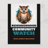 Uil ontwerp, buurtgemeenschap horloge waarschuwing flyer (Voorkant)