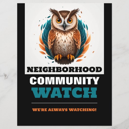 Uil ontwerp, buurtgemeenschap horloge waarschuwing flyer (Voorkant)
