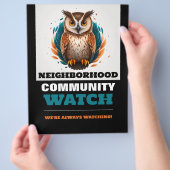 Uil ontwerp, buurtgemeenschap horloge waarschuwing flyer (Hand)
