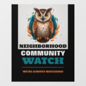 Uil ontwerp, buurtgemeenschap horloge waarschuwing raamsticker (Vel)