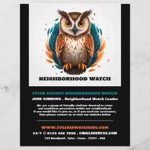 Uil ontwerp, wijk gemeenschap horloge advertentie flyer