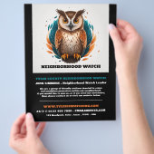 Uil ontwerp, wijk gemeenschap horloge advertentie flyer (Hand)