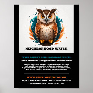 Uil ontwerp, wijk gemeenschap horloge advertentie poster